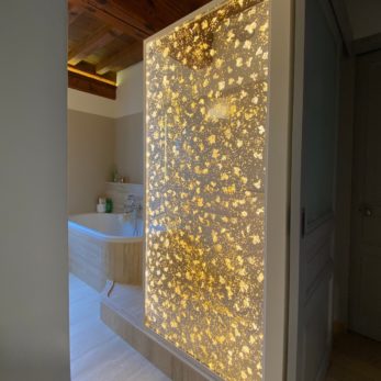 Paroi de douche / Hortensias & Or – E026